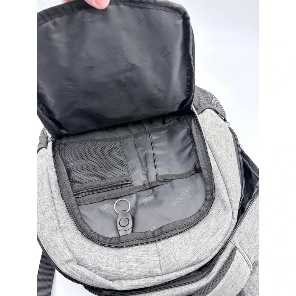 Matein Backpack Unisex Large Gray Travel Laptop Backpack USB Charging Port LRG01
